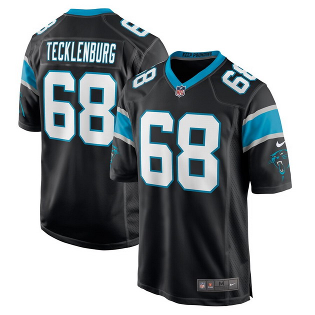 mens nike sam tecklenburg black carolina panthers player game jersey